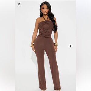 Strapless Brown Jumpsuit